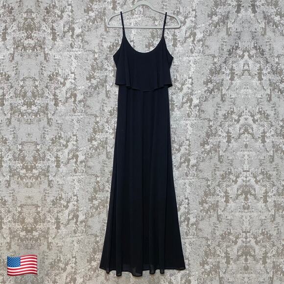 Show Me Your Mumu Caitlin Ruffle Maxi Dress in Black - Picture 1 of 4